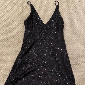 Black Sequin Mini Dress